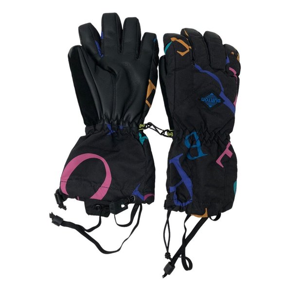 BURTON Snowboard Ski Snow Gloves Kids Profile Multicolor Youth Large Retro Look - Picture 2 of 5